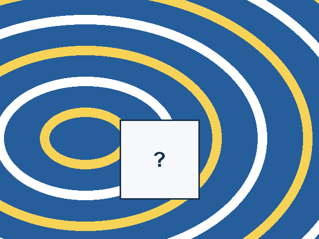 A continuous nested ellipses design with one rectangular missing tile.