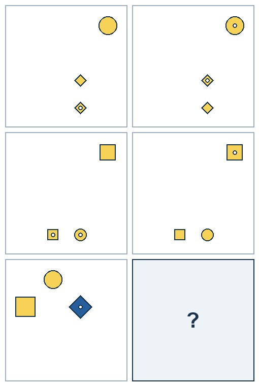 3 rows of paired geometric pictures. The final picture is missing.