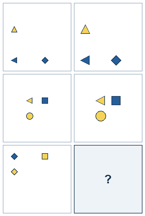 3 rows of paired geometric pictures. The final picture is missing.
