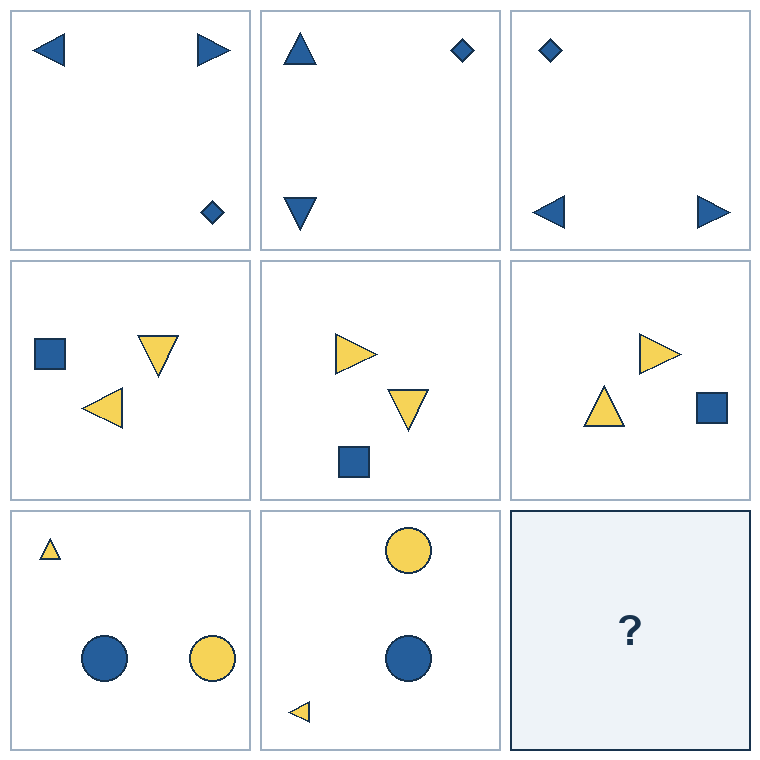 3 rows of three successive geometric pictures. The final picture is missing.
