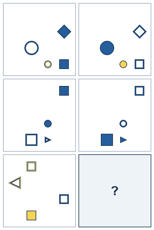 3 rows of paired geometric pictures. The final picture is missing.