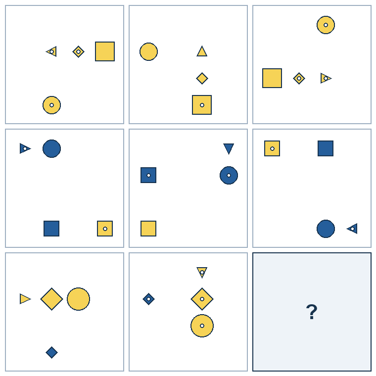 3 rows of three successive geometric pictures. The final picture is missing.