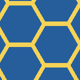Square pattern piece. Edge positions run from 0 to 159. top edge: blue 0–7, yellow 8–17, blue 18–62, yellow 63–72, blue 73–151, yellow 152–159; bottom edge: blue 0–3, yellow 4–13, blue 14–66, yellow 67–76, blue 77–147, yellow 148–157, blue 158–159; left edge: blue 0–25, yellow 26–41, blue 42–52, yellow 53–69, blue 70–108, yellow 109–124, blue 125–135, yellow 136–152, blue 153–159; right edge: yellow 0–15, blue 16–79, yellow 80–98, blue 99–159.