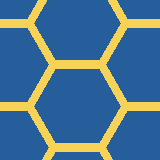 Square pattern piece. Edge positions run from 0 to 159. top edge: blue 0–37, yellow 38–46, blue 47–107, yellow 108–116, blue 117–159; bottom edge: blue 0–41, yellow 42–50, blue 51–103, yellow 104–112, blue 113–159; left edge: blue 0–18, yellow 19–27, blue 28–101, yellow 102–110, blue 111–159; right edge: blue 0–18, yellow 19–27, blue 28–101, yellow 102–110, blue 111–159.