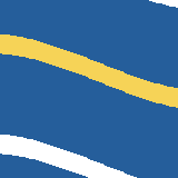 Square pattern piece. Edge positions run from 0 to 159. top edge: blue 0–133, white 134–159; bottom edge: blue 0–78, white 79–122, blue 123–159; left edge: blue 0–30, yellow 31–47, blue 48–120, white 121–137, blue 138–159; right edge: white 0–6, blue 7–78, yellow 79–96, blue 97–159.