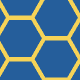 Square pattern piece. Edge positions run from 0 to 159. top edge: yellow 0–0, blue 1–79, yellow 80–88, blue 89–135, yellow 136–144, blue 145–159; bottom edge: blue 0–83, yellow 84–140, blue 141–159; left edge: yellow 0–15, blue 16–54, yellow 55–70, blue 71–81, yellow 82–98, blue 99–137, yellow 138–153, blue 154–159; right edge: blue 0–25, yellow 26–44, blue 45–108, yellow 109–127, blue 128–159.