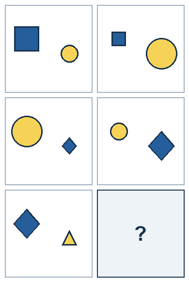 Three rows of paired geometric pictures; the last right-hand picture is missing.