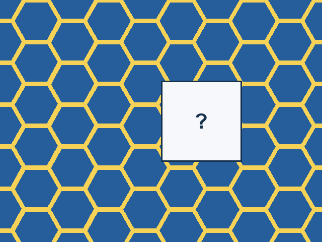 A hexagon tiling design with a rectangular missing part.