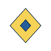 yellow diamond centered at (90, 90), blue inner diamond radius 23. Coordinates refer to a 180 by 180 tile.