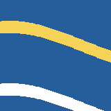 Square pattern piece. Edge positions run from 0 to 159. top edge: blue 0–159; bottom edge: blue 0–105, white 106–149, blue 150–159; left edge: blue 0–30, yellow 31–47, blue 48–120, white 121–137, blue 138–159; right edge: blue 0–72, yellow 73–89, blue 90–159.