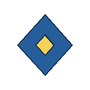 blue diamond centered at (90, 90), yellow inner diamond radius 23. Coordinates refer to a 180 by 180 tile.